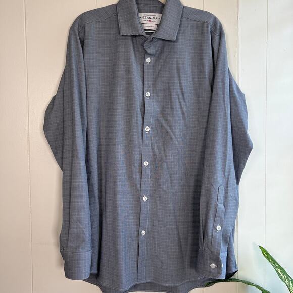 Mizzen & Main Gray Checkered Long Sleeve Button Down XL Trim Fit Mens - Picture 1 of 9